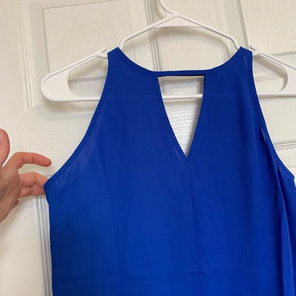 Sam Edelman Blue Sleeveless Choker-Cutout Top - Picture 2 of 6